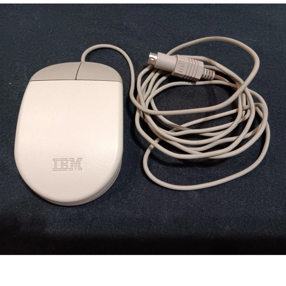 Vintage‎ IBM PS/2 2-Button Wired Ball Mouse 96F9275 96F9274 Beige Retro PC